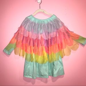 Cat & Jack Aqua Rainbow Ruffle Wing Dress Size 4/5